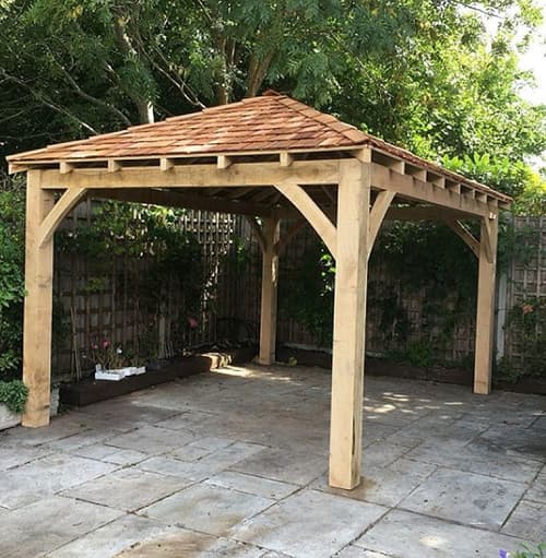 4.0 x 4.0 English Green Oak Framed Gazebo 4 x 150 x 150mm Posts