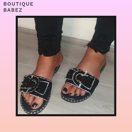 Diamante Buckle Sandals - Black £21.99