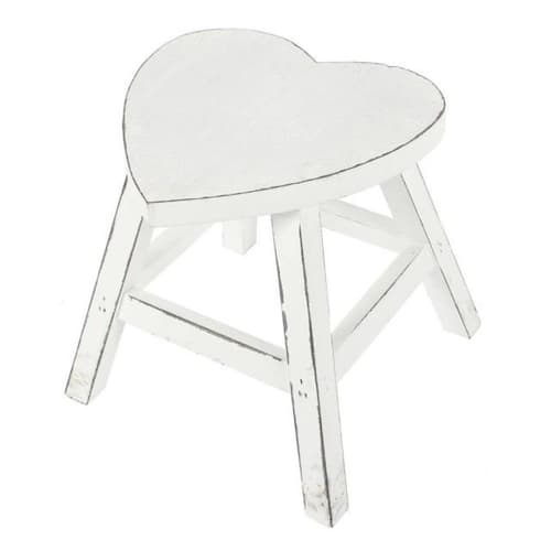 White Shabby Heart Stool