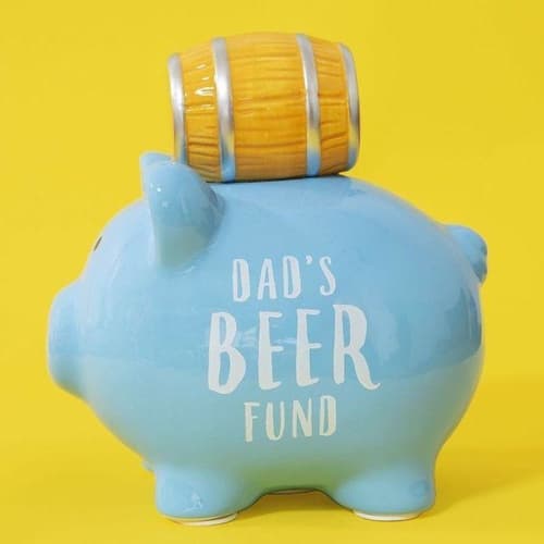 PENNIES & DREAMS CERAMIC PIGGY BANK - DAD'S BEER FUND