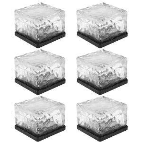6x Solar Garden Glass Cube Path Light