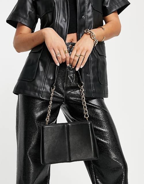 ASOS DESIGN mini tote bag in black with chain strap current price - £20.00!
