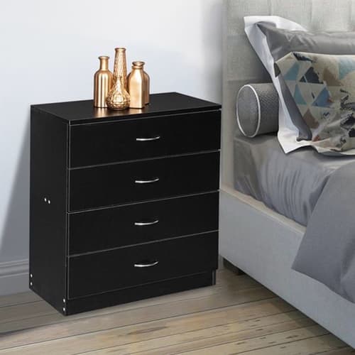 MDF Wood Simple 4-Drawer Dresser Black