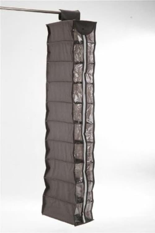 10 Zip Section Hanging Clothes Organiser Charcoal