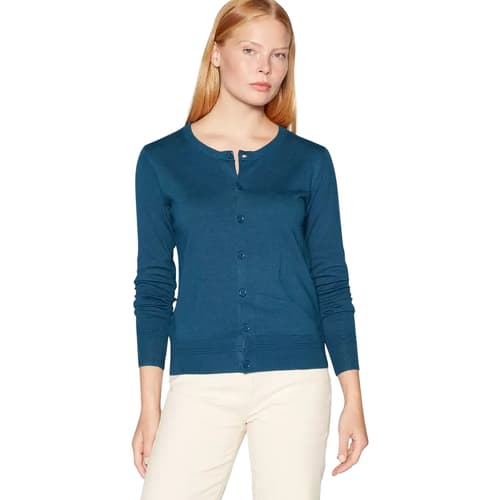 £7 Ex Principles Fine Knit Crew Neck Cardigan Teal