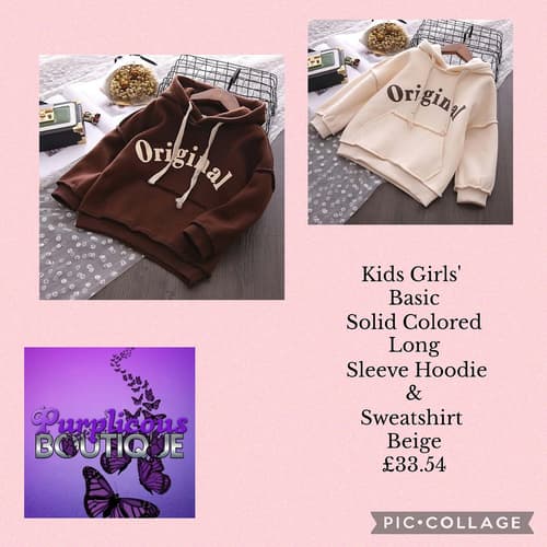 Kids Girls' Basic Solid Colored Long Sleeve Hoodie & Sweatshirt Beige 💥£33.54