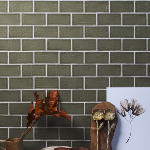 Seaton Crackle Ceramic Sage Tiles
