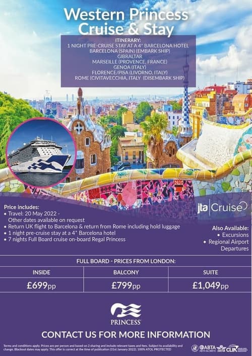 Western Med Cruise With JTA Holidays & JTA Cruise – Prices From £699pp