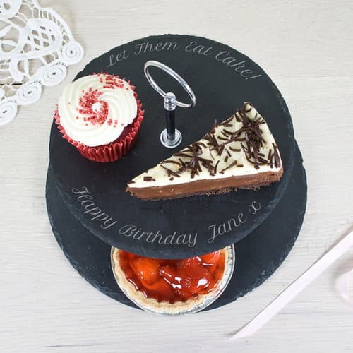£24.99 Free UK Delivery -  Two Tiered Slate Cake Stand Personalised