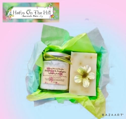 PEPPERMINT & EUCALYPTUS SOAP AND SALT BOX Now £8.00 Was £14.00