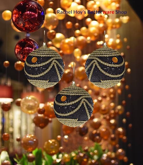 Pack Of Large Baubles - Black & Gold £ 9.09 inc. VAT In Stock