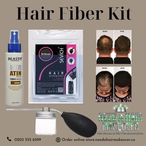 The Best Hair Fibre Kit to to disguise bald patches. Non drip, Looks like real hair