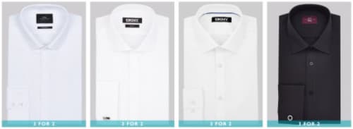 Buy two shirts and get the third free.