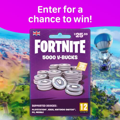 WIN this Fortnite 5000 V-Bucks Gift Card
