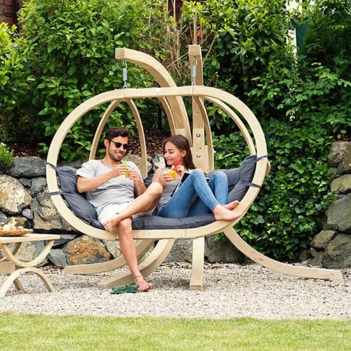 SAVE - Globo Royal Garden Hanging Chair & Stand in Weatherproof Anthracite