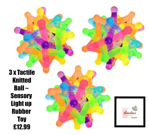 3 x Tactile Knitted Ball β Sensory Light up Rubber Toy ππ Β£12.99 ππ