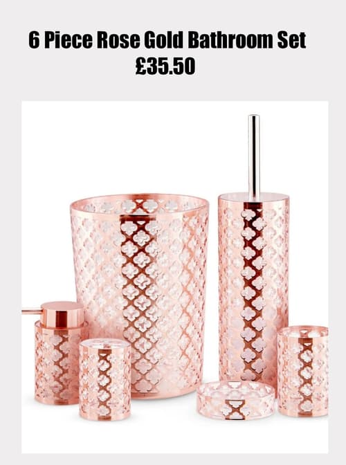 6 Piece Rose Gold Bathroom Set 💕 Was £49.99  💕 Now £35.50