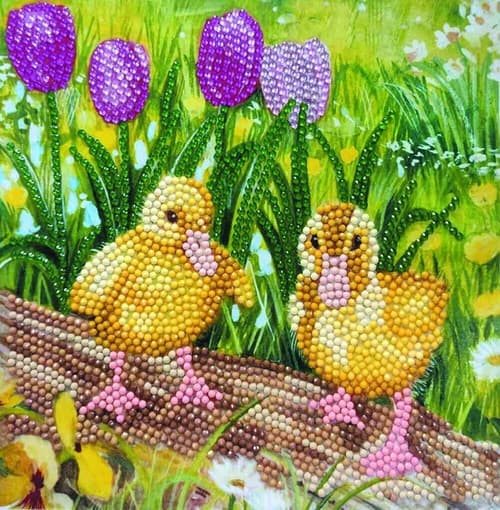Crystal Art Spring Chicks Card Diamond Painting Kit