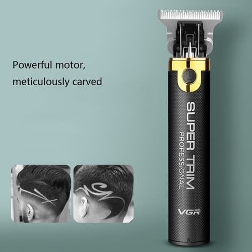 VGR Retro Oil Hair Electric Hair Clipper Push White Carved Small Hair Clipper Professional USB Elect