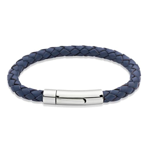 Save 50% on the Unique & Co Blue Woven Leather Steel Clasp Bracelet – Stylish for Less!