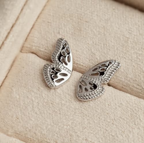 Save 20% - John Greed Tempest Meadow Silver Butterfly Wing Stud Earrings!