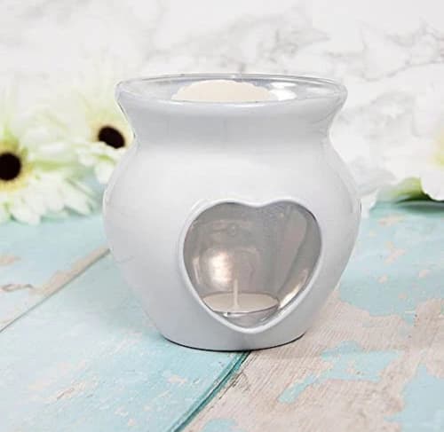 White Coated Heart Tea-light Wax Melter £13.99
