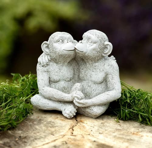 Large Stone Effect Kissing Monkey Statue £19.99