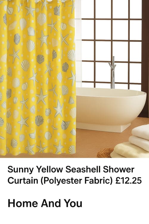 Sunny Yellow Seashell Shower Curtain (Polyester Fabric) Β£12.25