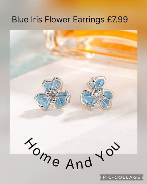 Blue Iris Flower Earrings Β£7.99