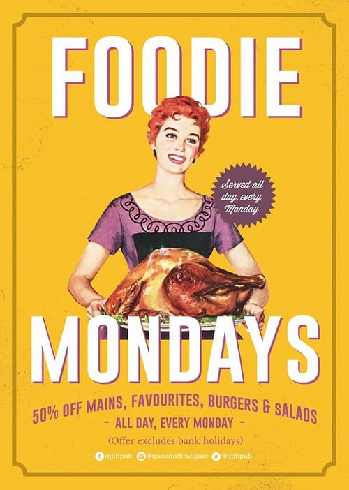 FOODIE MONDAYS - 50% off mains, favorites, burgers & salads!